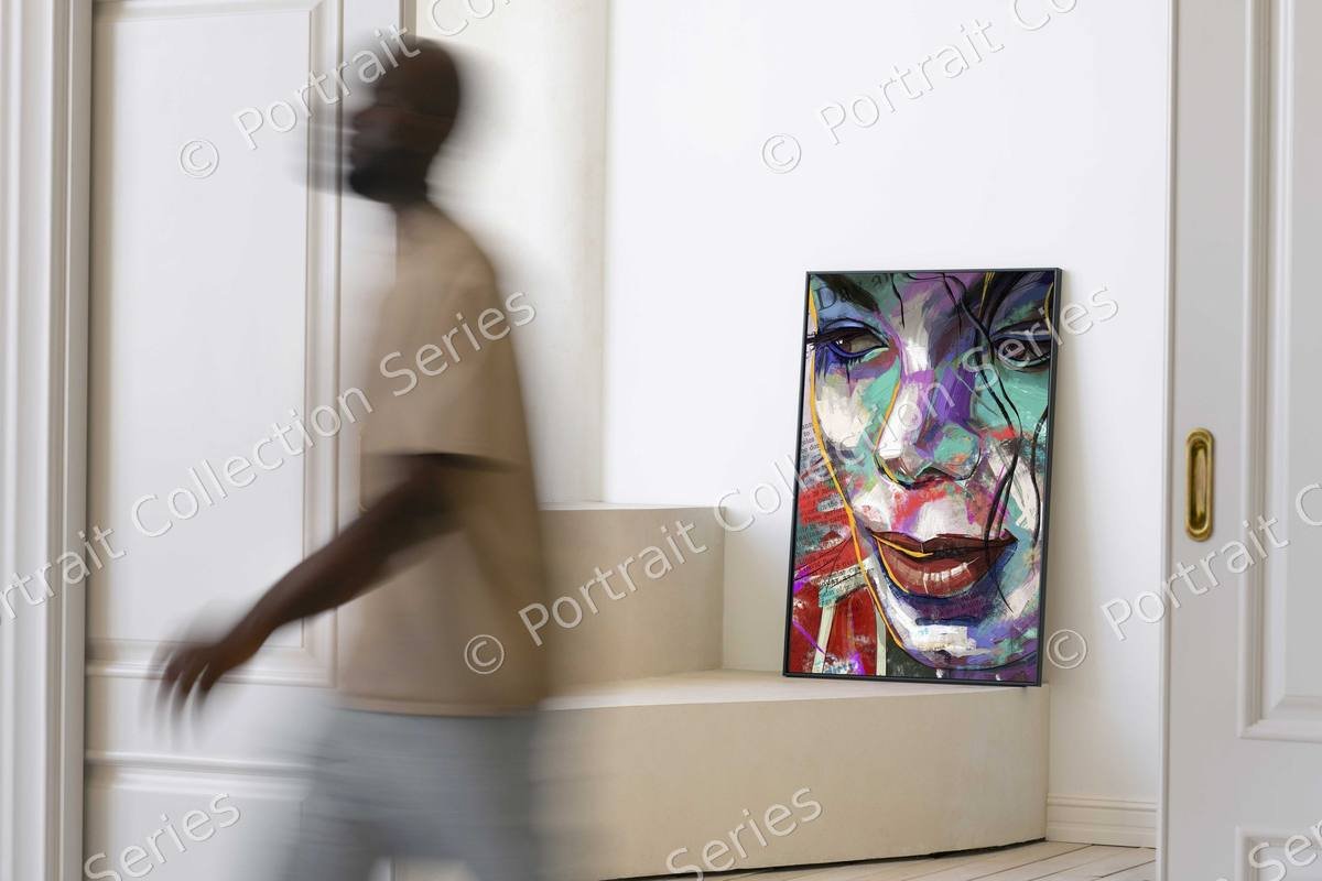 Michael Jackson pop art portrait #3 by Samson McNulty, shown hanging in a room setting