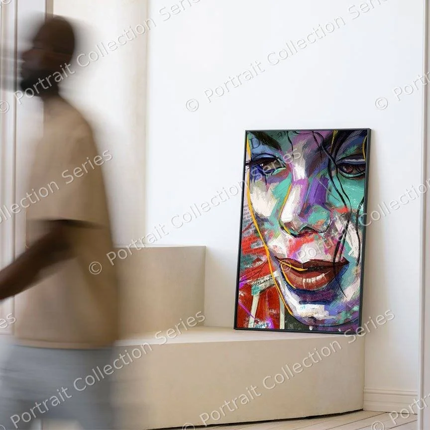 Michael Jackson pop art portrait #3 by Samson McNulty, shown hanging in a room setting