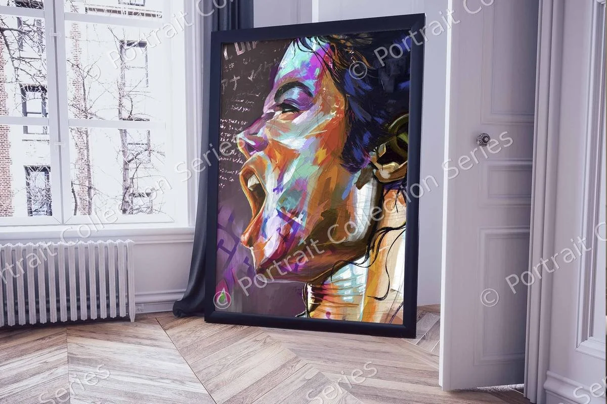 Michael Jackson pop art portrait #13 by Samson McNulty, shown hanging in a room setting