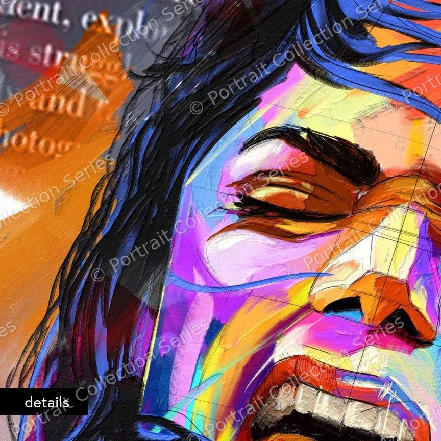 Close-up detail of the Michael Jackson pop art portrait #8 by Samson McNulty