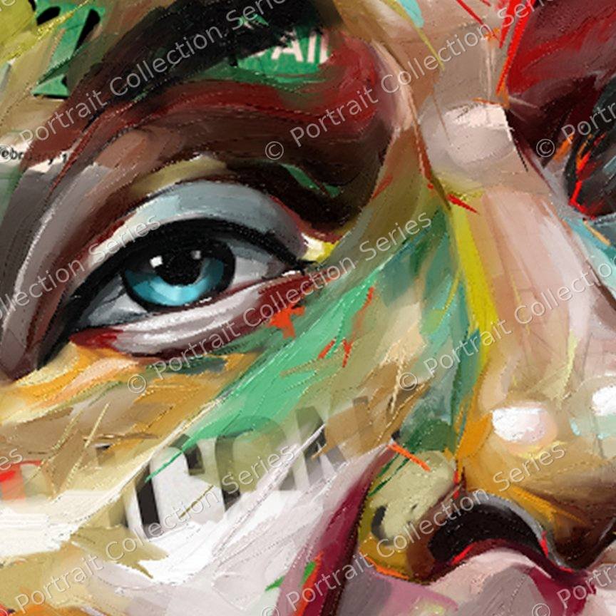 Close-up detail of the Frank Sinatra pop art portrait by Samson McNulty, “Ol' Blue Eyes”