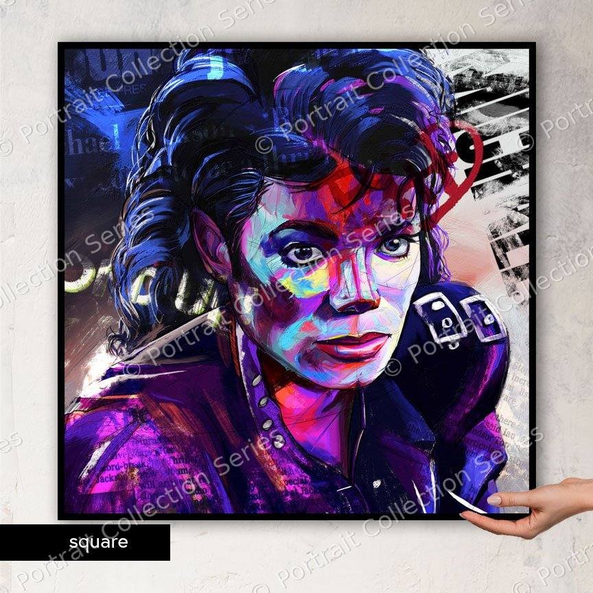 Square format mockup of the Michael Jackson pop art portrait #11 by Samson McNulty