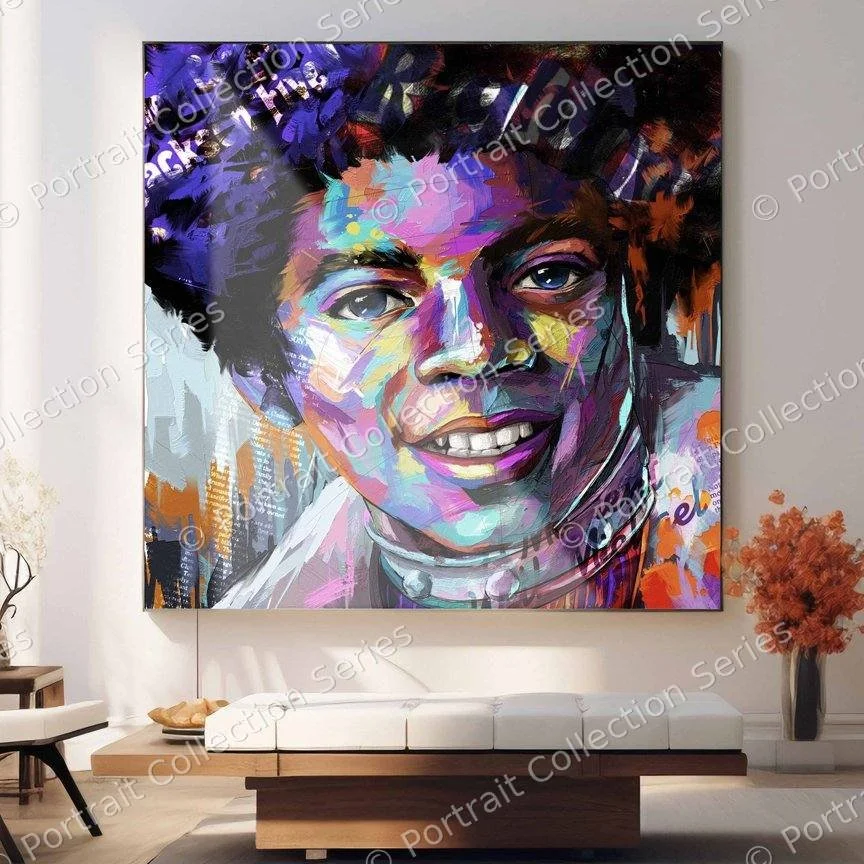 Michael Jackson pop art portrait #27 by Samson McNulty, shown hanging in a room setting