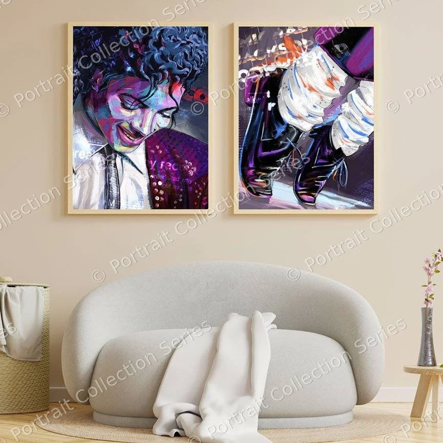 Michael Jackson pop art portrait #12 by Samson McNulty, shown hanging in a room setting