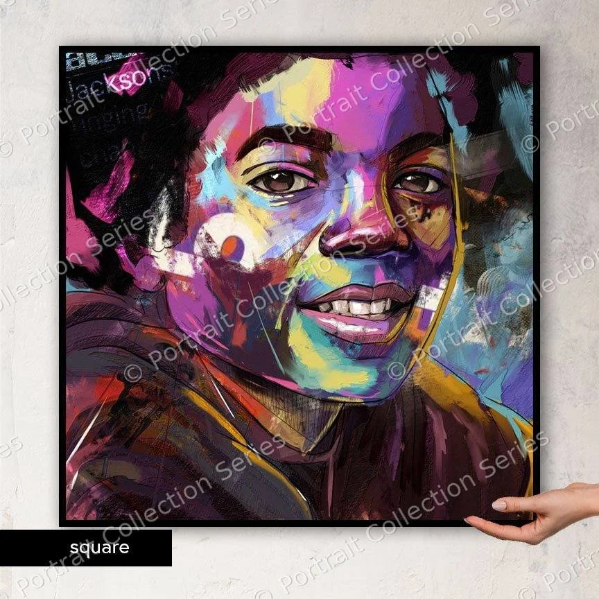 Square format mockup of the Michael Jackson pop art portrait #2 by Samson McNulty