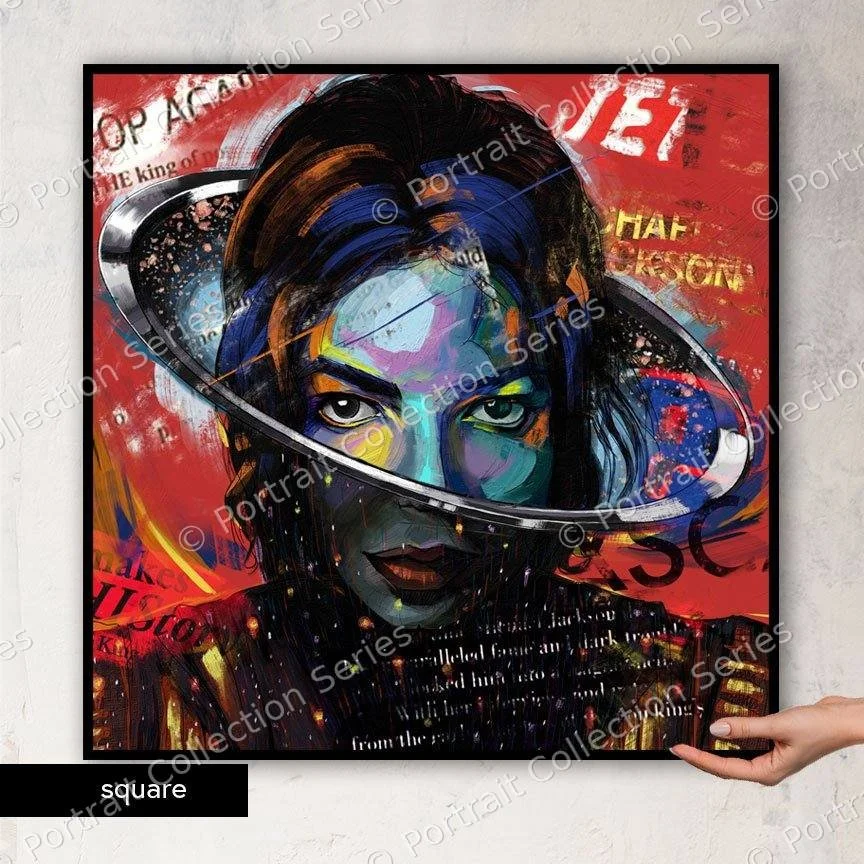 Square format mockup of the Michael Jackson pop art portrait #4 by Samson McNulty