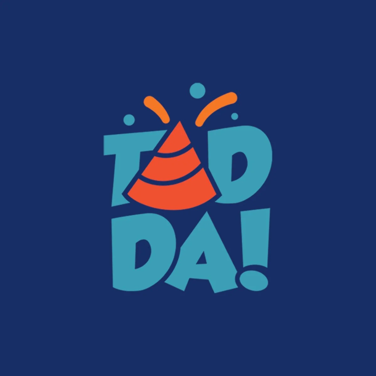 Birthday greeting card with the words 'TOP 1 DAI!' in blue and orange, featuring a party hat and confetti on a dark blue background.