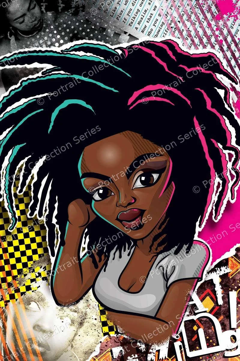Portrait pop art de Lauryn Hill par Samson McNulty, collection 50 ans de hip-hop