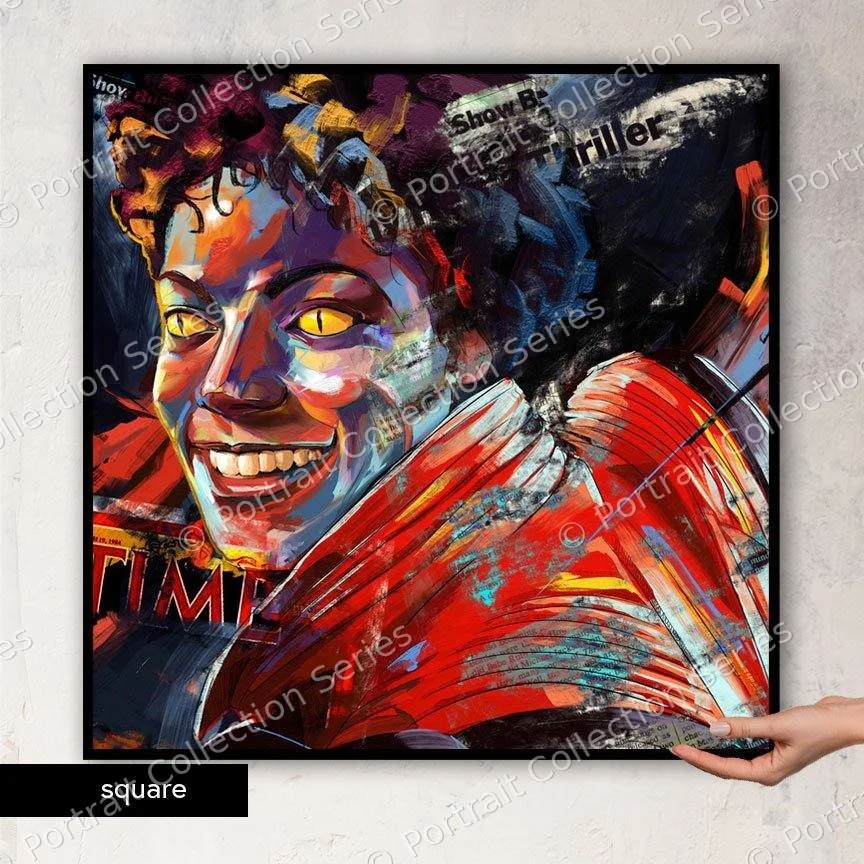 Square format mockup of the Michael Jackson pop art portrait #5 by Samson McNulty