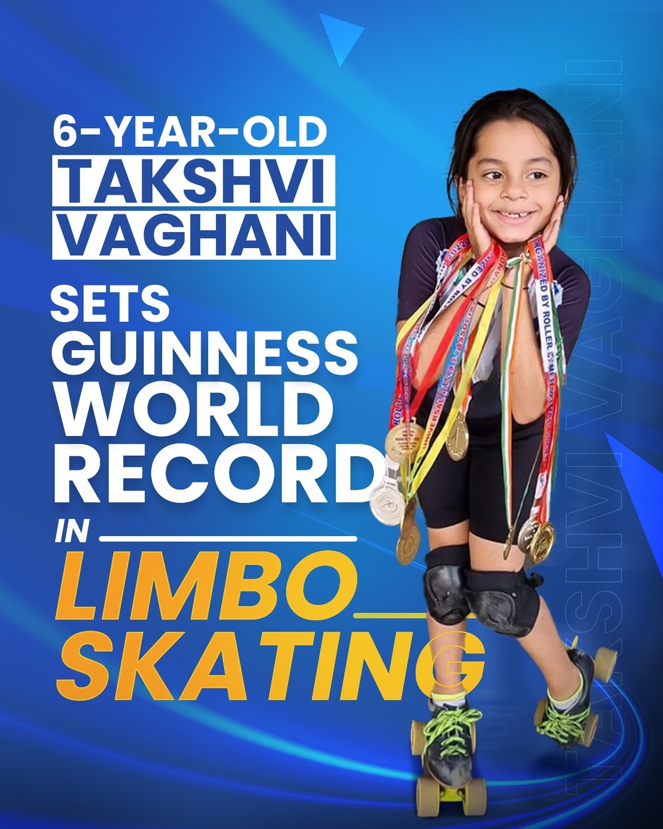🌟 At just 6 years old, Takshvi Vaghani from Ahmedabad has officially clinched a Guinness World Record in limbo skating, gliding over 25 meters with unmatched skill and determination! 🏆

In the face of this demanding sport, Takshvi's unyielding dedi