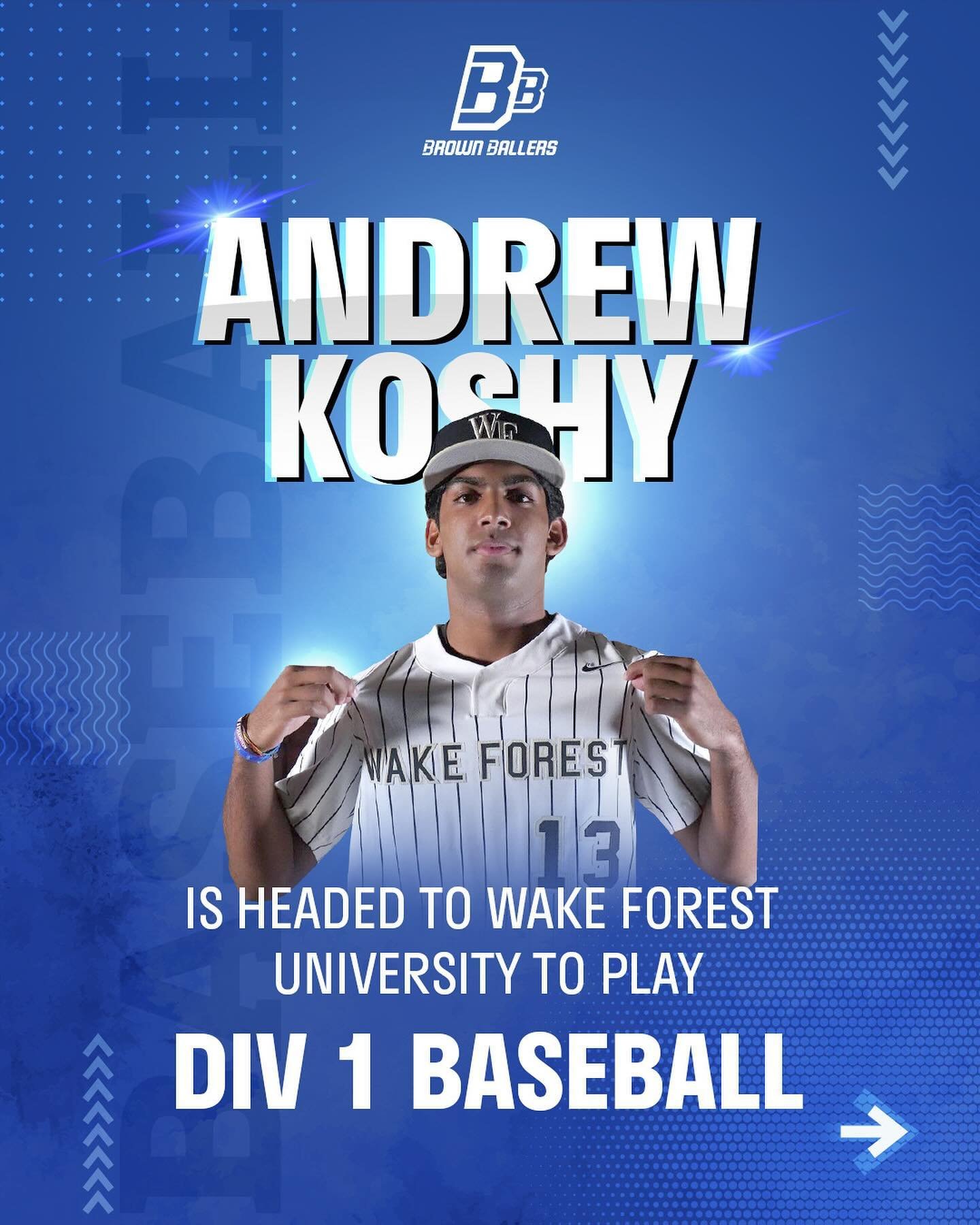 @andrew.koshy is bringing his A-game to Wake Forest University as he joins their Division 1 baseball team! @wakebaseball 

🏆 Named the NSCHSAA Pitcher of the Year, Andrew dominated the mound with a flawless 5-0 record and a remarkable 0.57 ERA durin