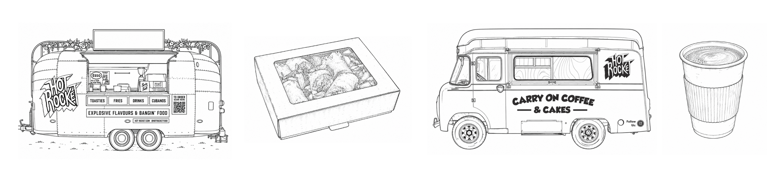 Hot Rocket vintage coffee van and silver airstream for catering in the uk for film productions