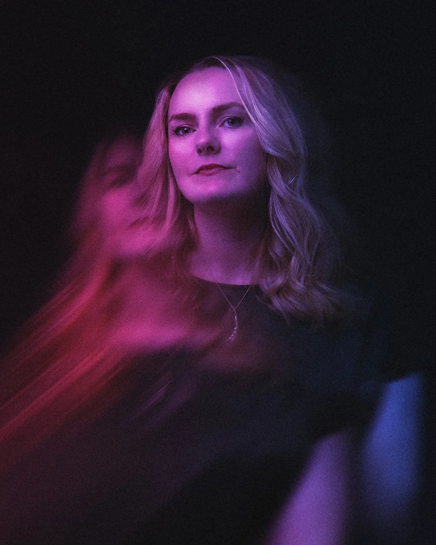 Leah in dreamy neon haze 👾

@leahshawkins came in for some headshots last week but naturally the shoot turned into a full-on editorial...

Loved exploring some in-camera shots with movement and refracted light. 

Shot with a 28-70mm &amp; prism filt