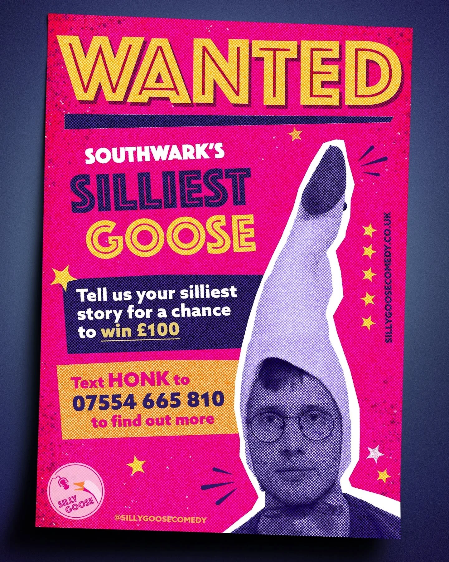A new batch of posters I designed for the legends at @sillygoosecomedy (feat. @williamstewie as the Silliest Goose🪿)

They&rsquo;re currently on the hunt for Southwark&rsquo;s Silliest Goose - &pound;100 up for grabs for the silliest story.

If you&