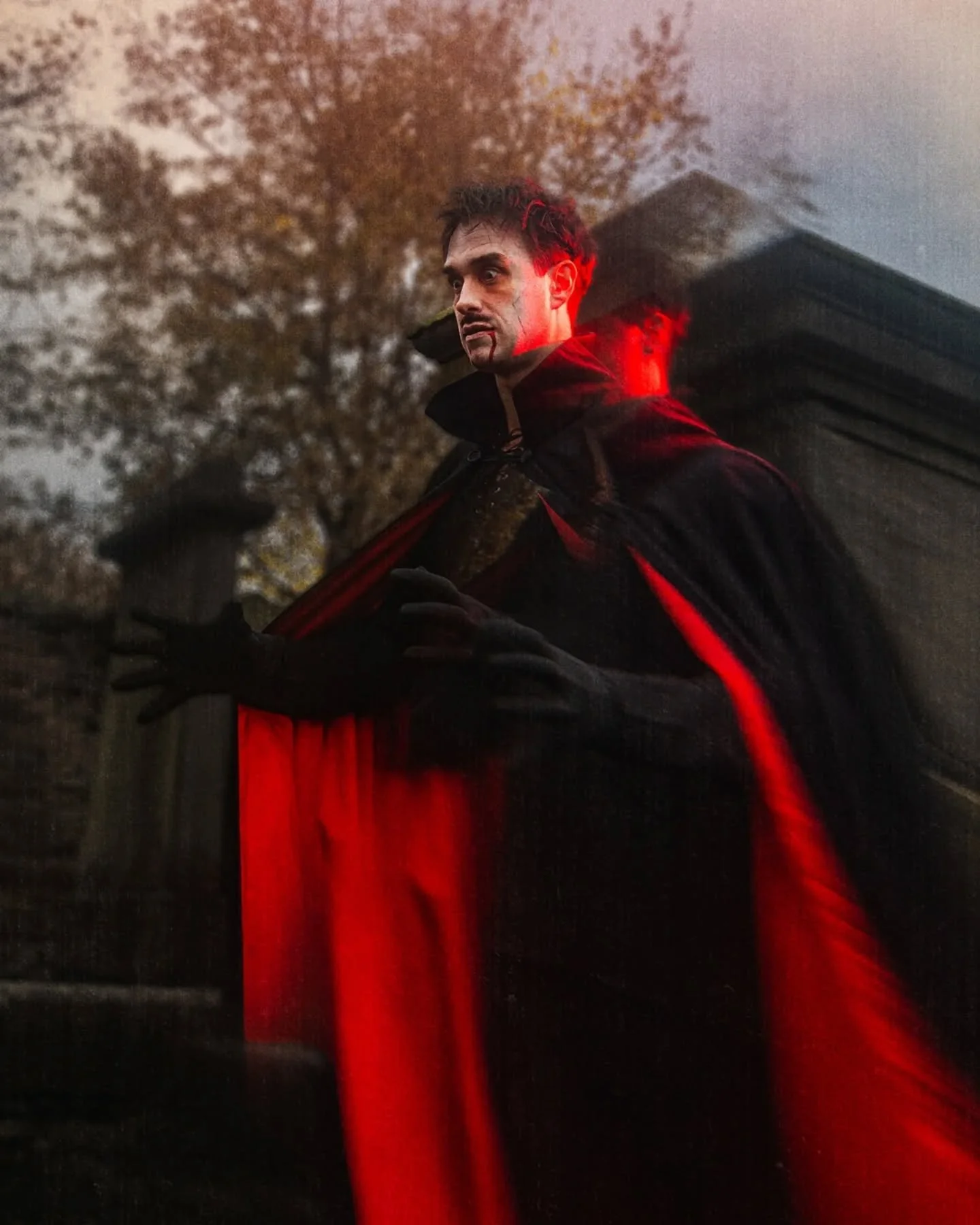 Photoshoot in Edinburgh with very spooky vampire @steffenhaanes 🧛&zwj;♀️

He showed me all his favourite haunts - the graveyard, Greyfriars Bobby (his favourite dead dog), the Virgin Hotel... and Greggs.

Usually you can&rsquo;t photograph vampires,