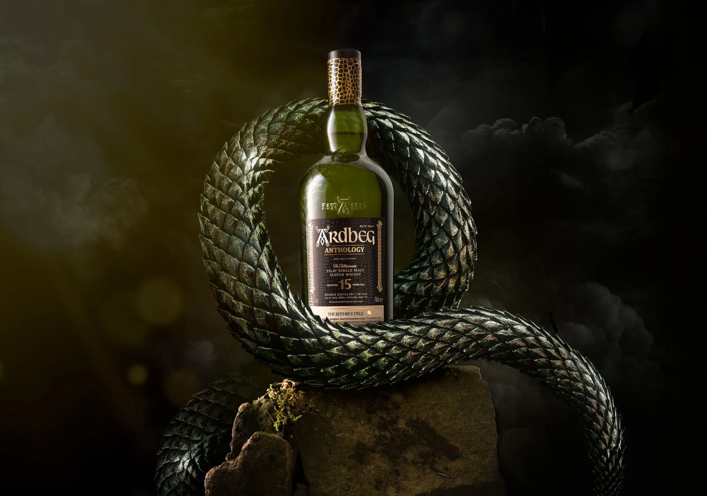 Ardbeg - The Beithir's Tale on rock with scales