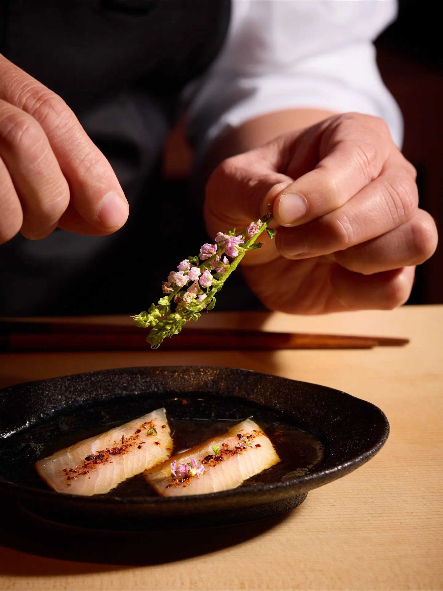 New on the Menu: Hamachi Tiradito 

Hamachi, or yellowtail is known for its clean, buttery texture and delicate sweetness. We serve with a sauce of yuzu, truffle soy, and chicatanas - a Mexican delicacy of flying ants brought over by Chef Leo from hi