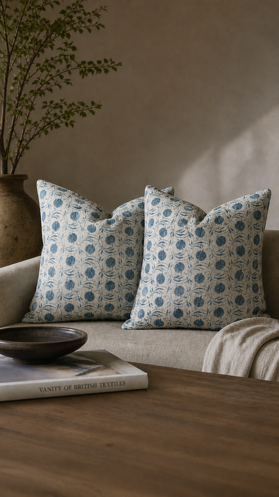 GP&J Baker Seed Pod Cushion - Blue  (50cm x 50cm)