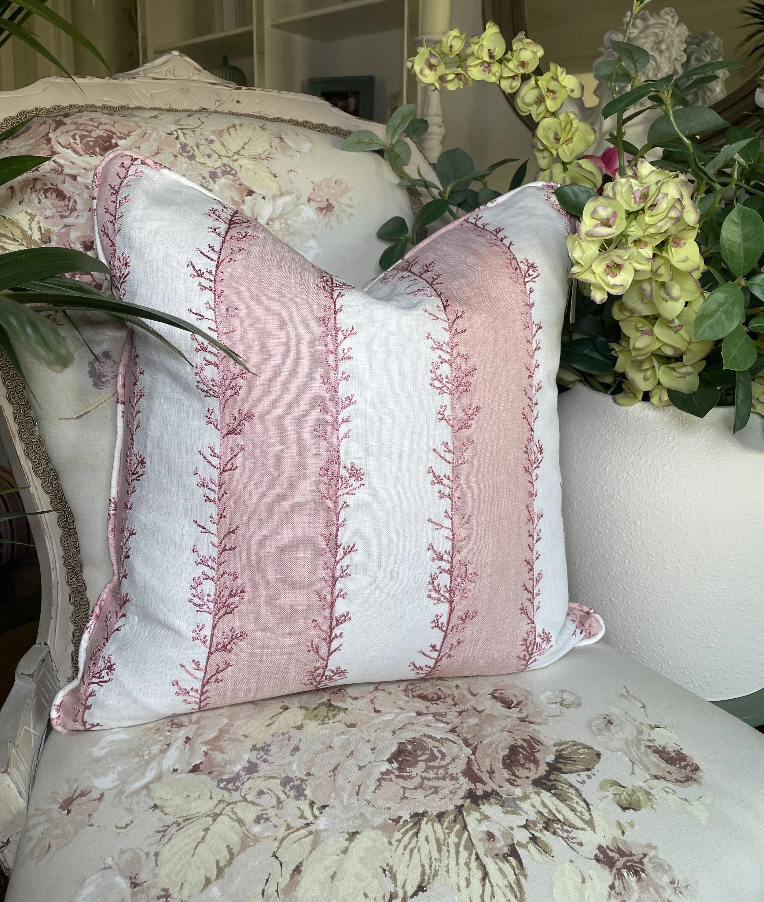 Colefax & Fowler Rossie - Pink Cushion (50cm x 50cm)