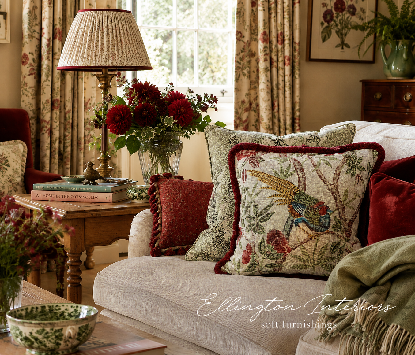Sanderson Abbeville (Russet / Sand) Feather Filled Cushion