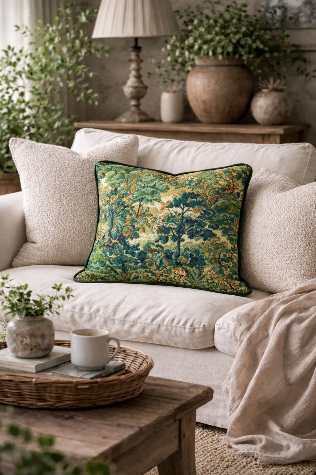 Vibrant decorative cushion on linen sofa.png
