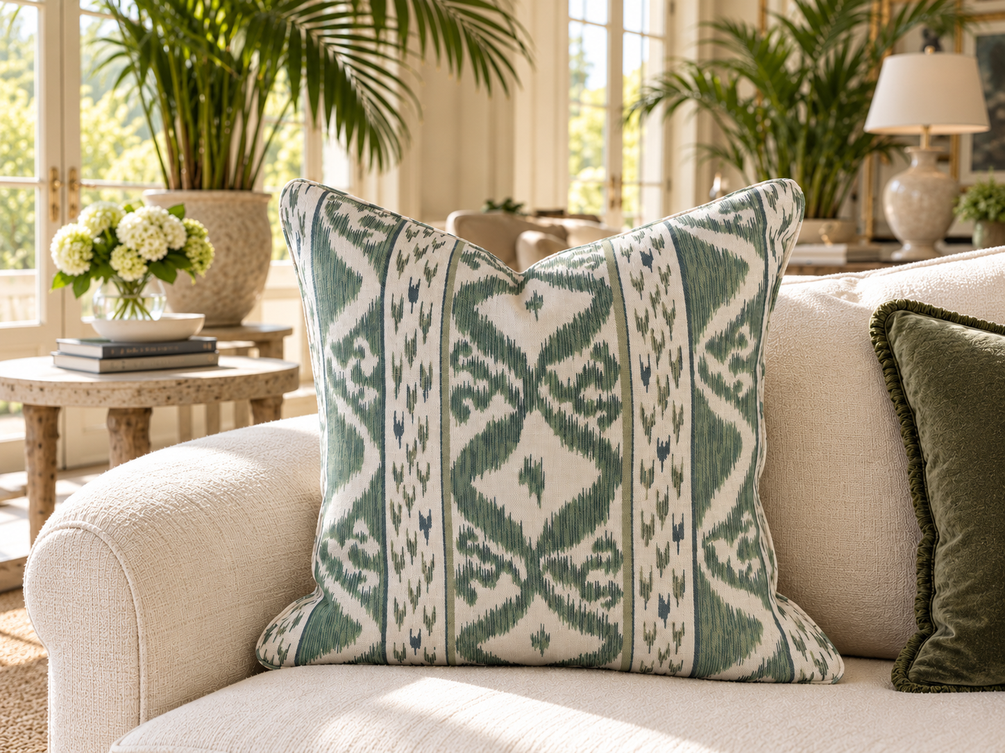 Sunlit Green Ikat Cushion Lounge.png