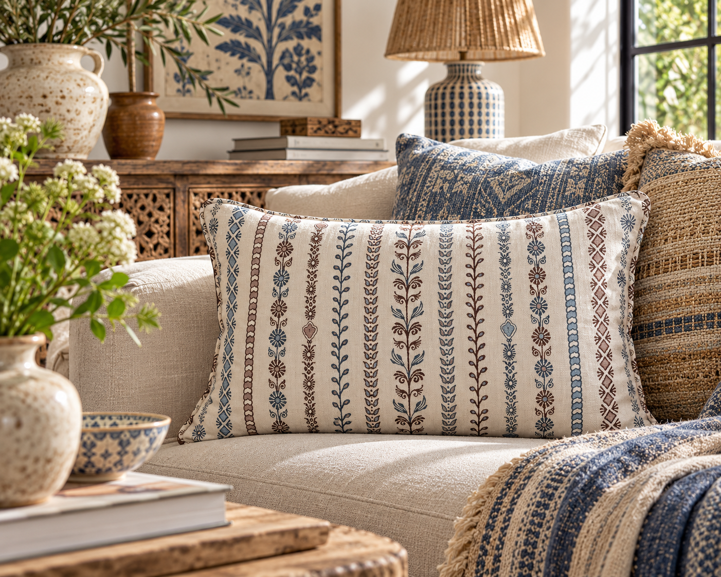 Sunlit Boho Living Room Cushion Vignette.png