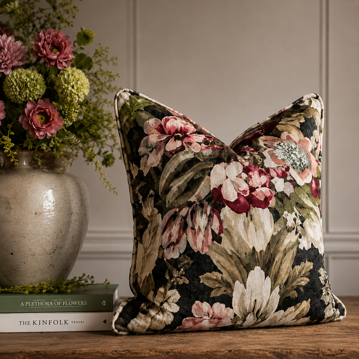 Linwood Wakehurst 'Midnight Rumble' - Piped & Zipped Feather Filled Cushion – 50cm x 50cm