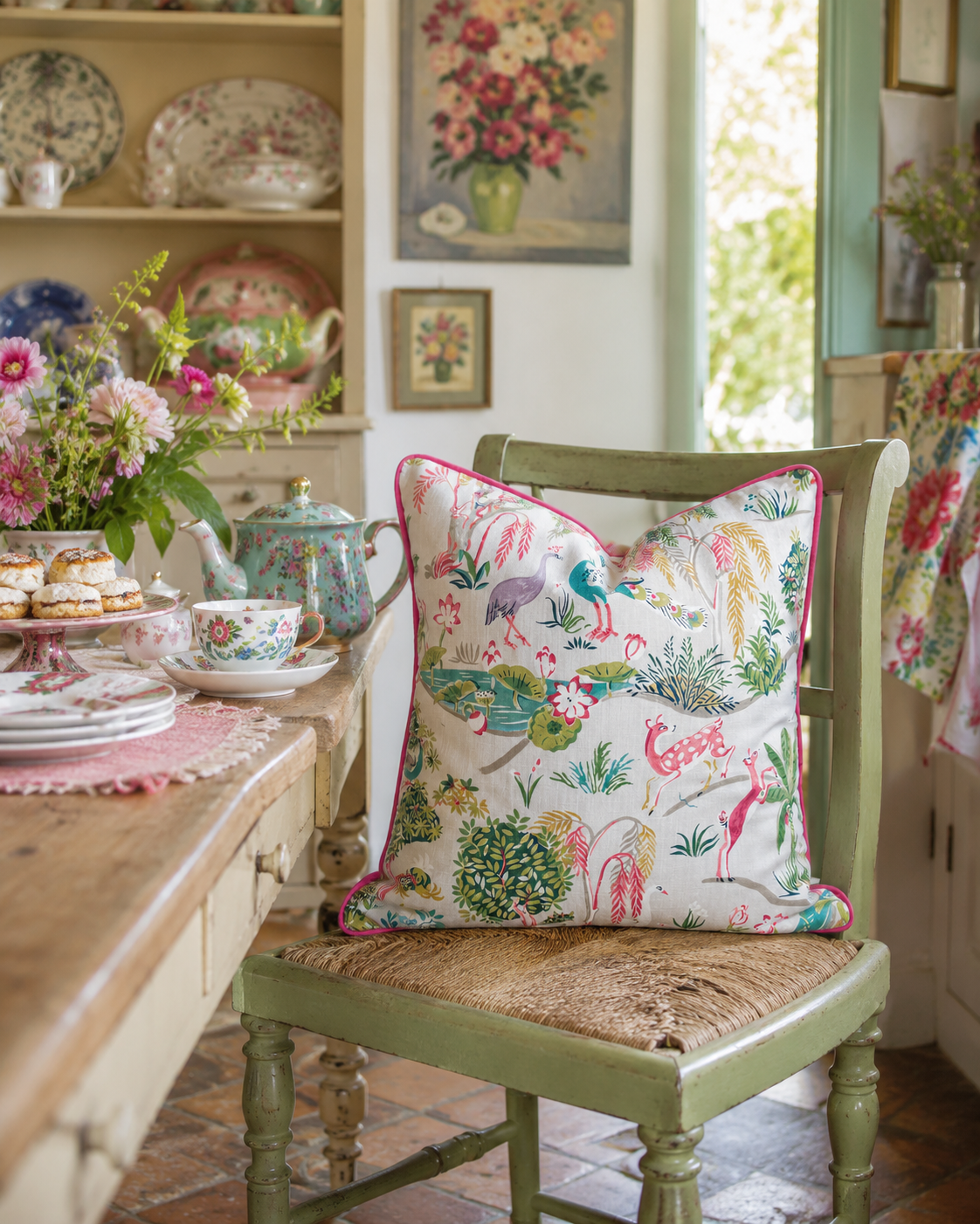 Jane Churchill 'Wildwood' Piped & Zipped Feather Filled Cushion – 50cm x 50cm