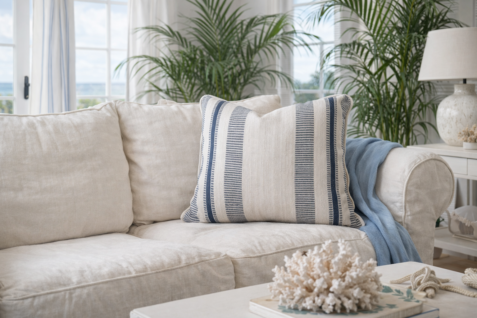 Threads by GP&J Baker 'Stanton' Indigo Feather Filled Cushion (60cm x 60cm)