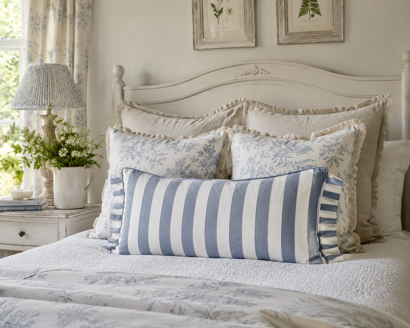 Warwick Mallory Delft Lumbar Cushion (94cm x 43cm)