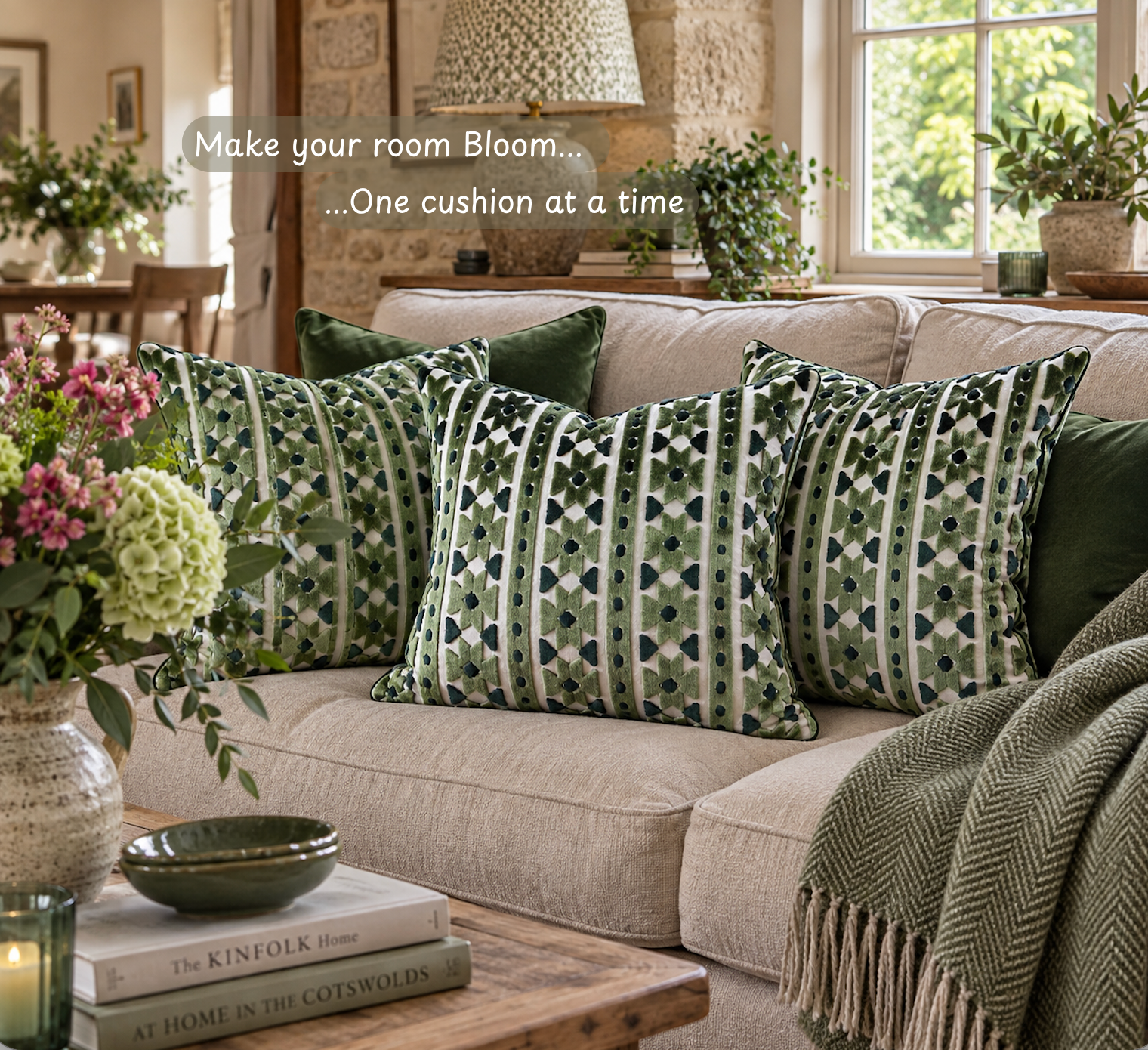 iLiv Bazaar Emerald & Linwood Omega Velvet Cushion (50cm x 50cm)