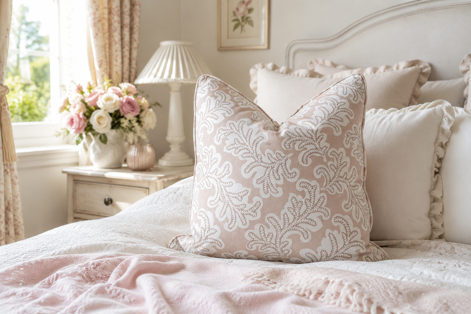 The Pure Edit Odila ‘Rose’ Cushion - Soft Blush Pink - 50cm x 50cm