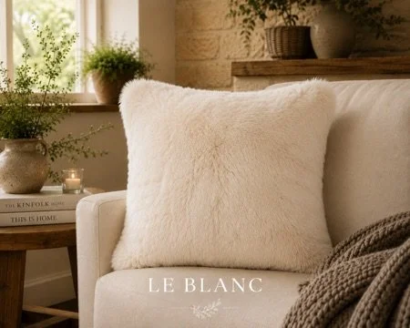 Luxury Faux Fur Feather Filled Cushion - 'Le Blanc' (45cm x 45cm)