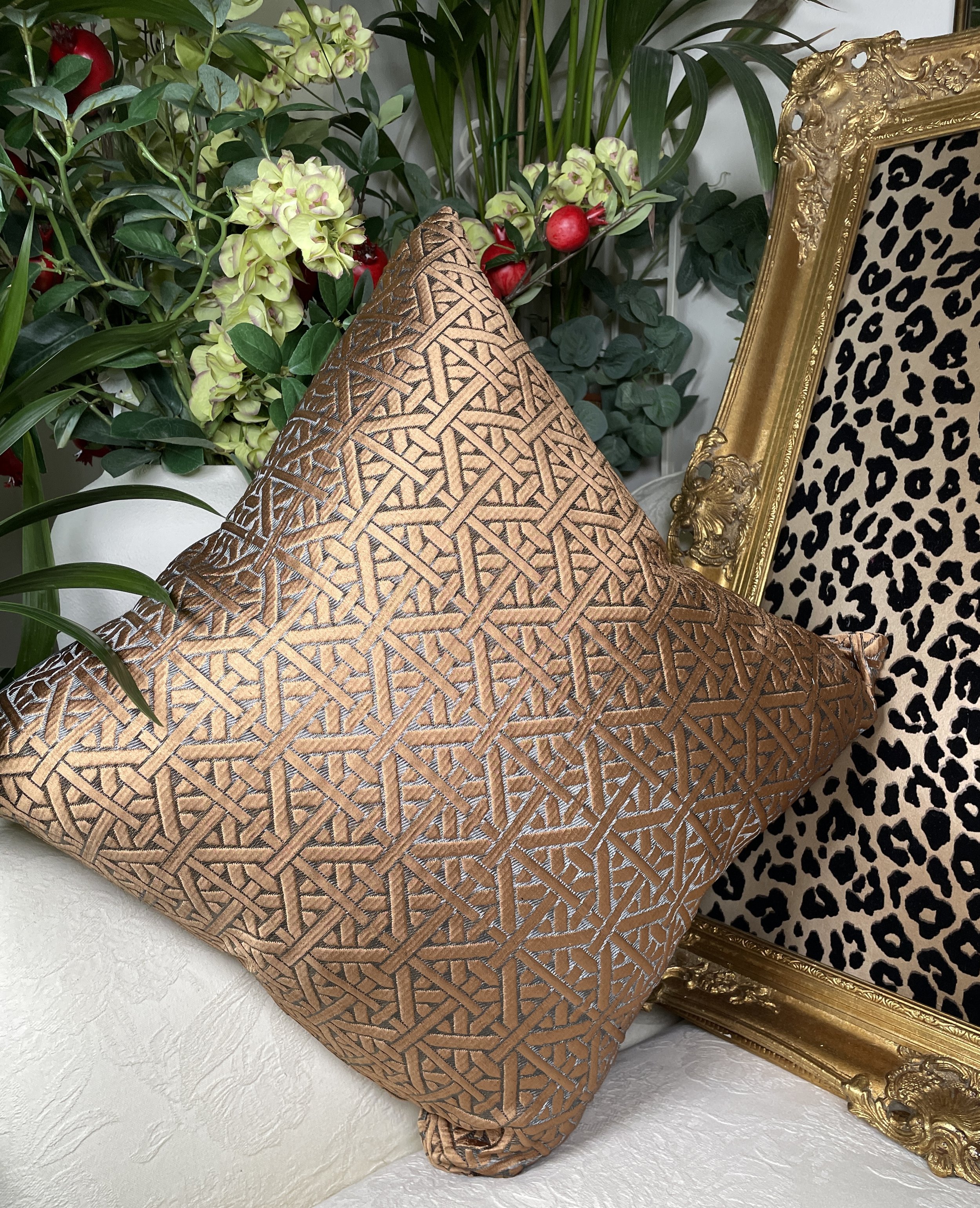 ROMO x Alice Temperley 'Dita' Spiced Cider Feather Filled Cushion (50cm x 50cm)