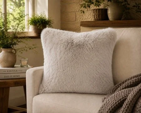 Luxury Faux Fur Feather Filled Cushion - 'Dawn' (45cm x 45cm)