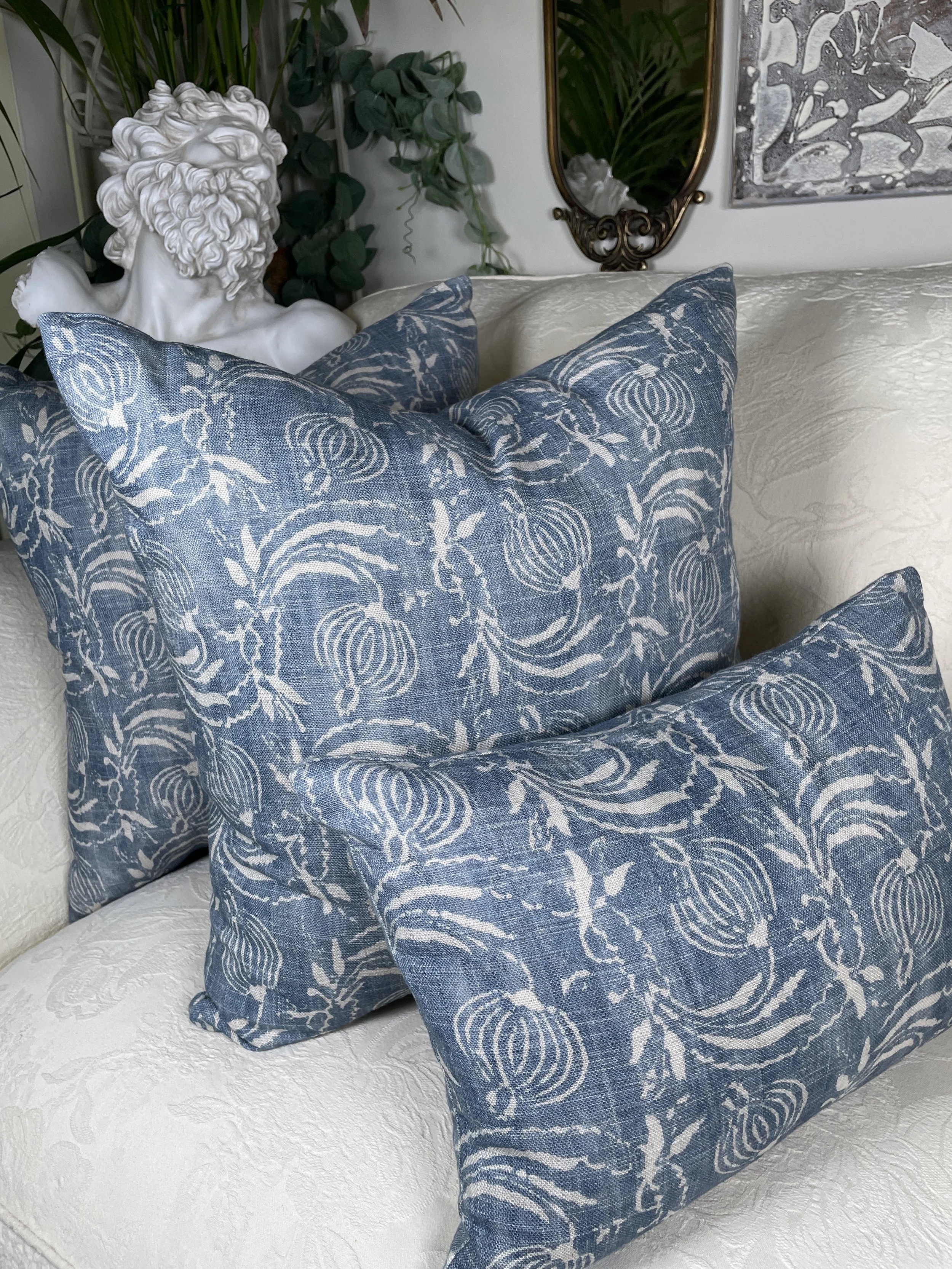 G P & J Baker Pomegranate Denim Cushion (50cm x 50cm)