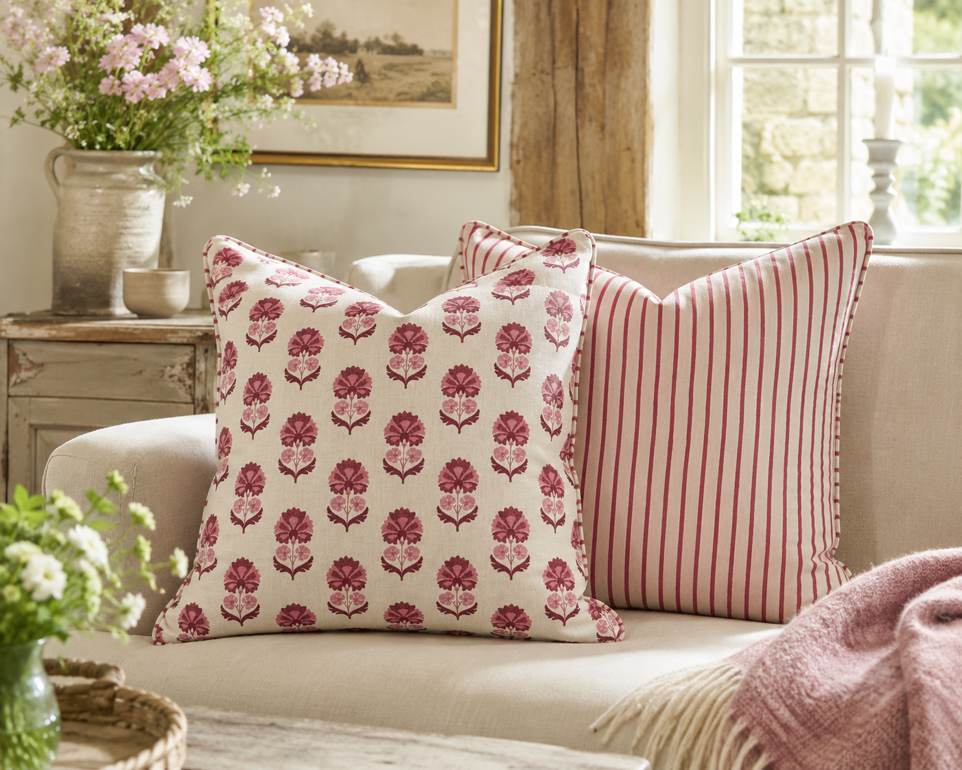 iLiv Shani & Pamina Carmine Piped & zipped Cushion (50cm x 50cm)