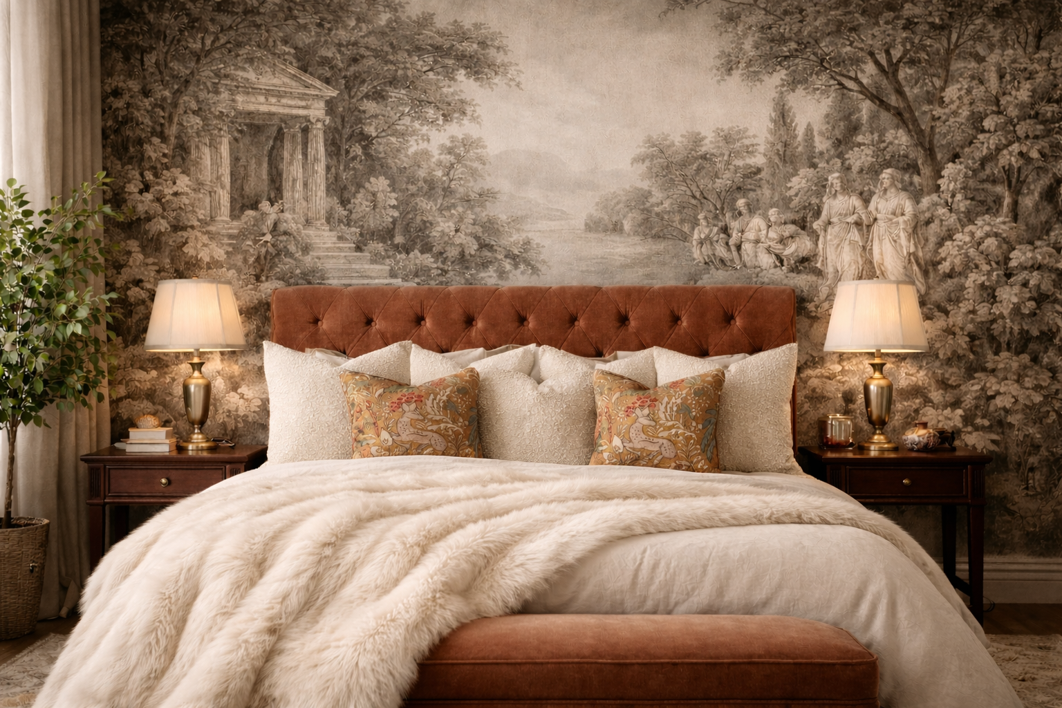 Luxurious bedroom with woodland details.png