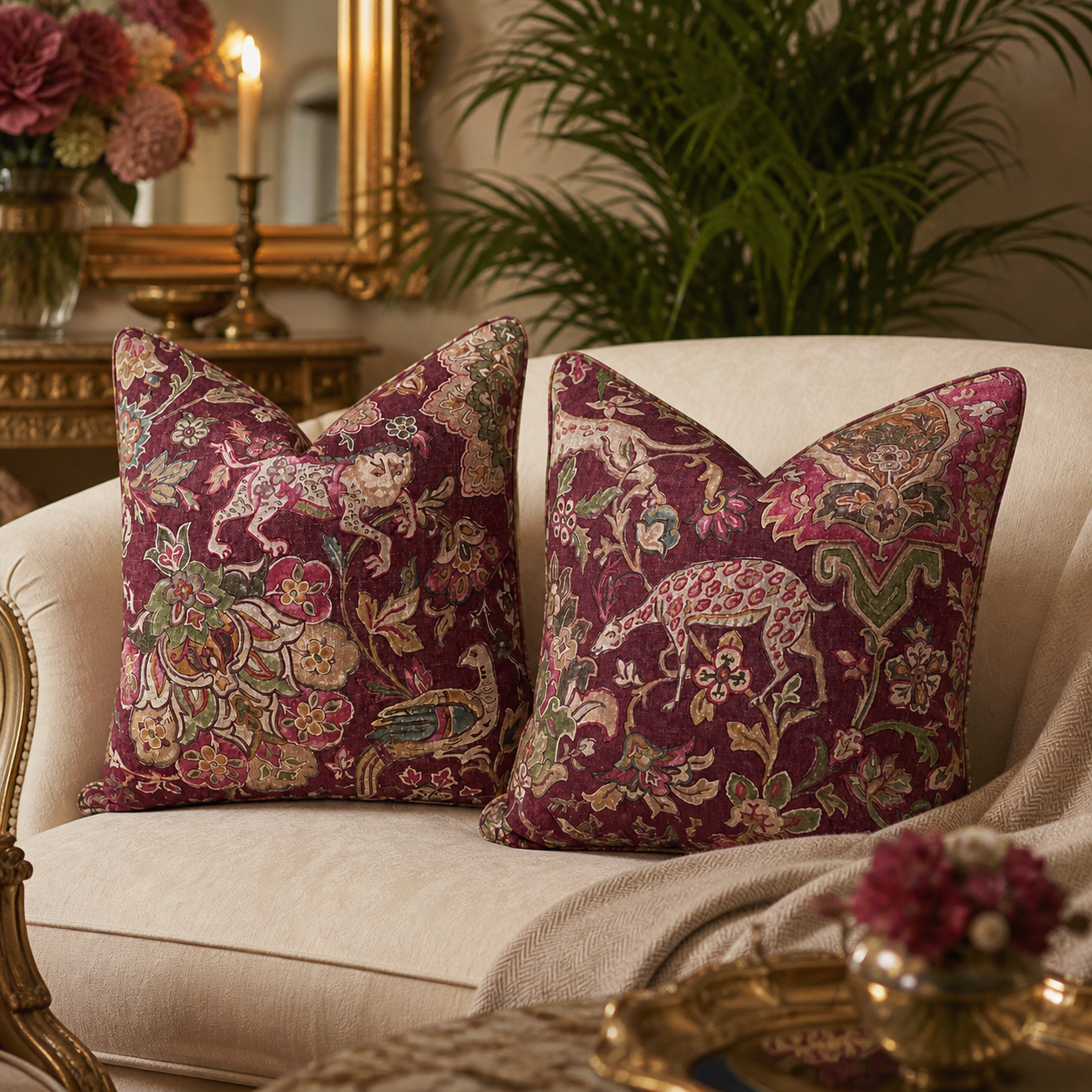 Mulberry Home Wild Things (Plum) Feather Filled Cushion (50cm x 50cm)