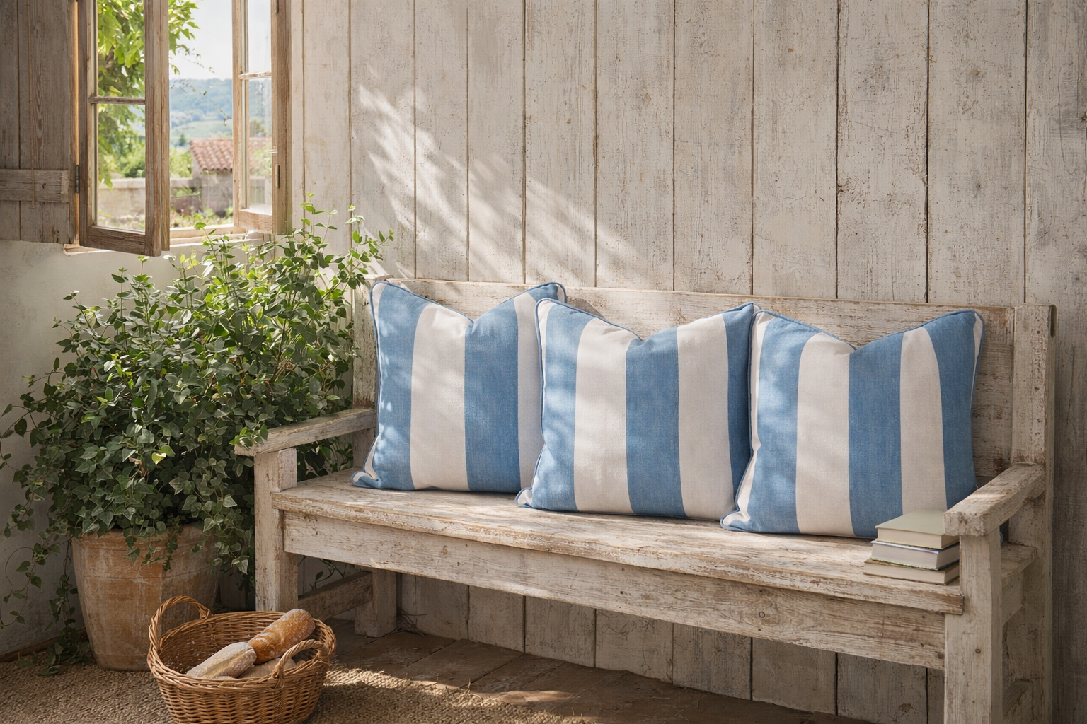 ROMO Eston 'Oxford Blue' Feather Filled Piped & Zipped Cushion (50cm x 50cm)