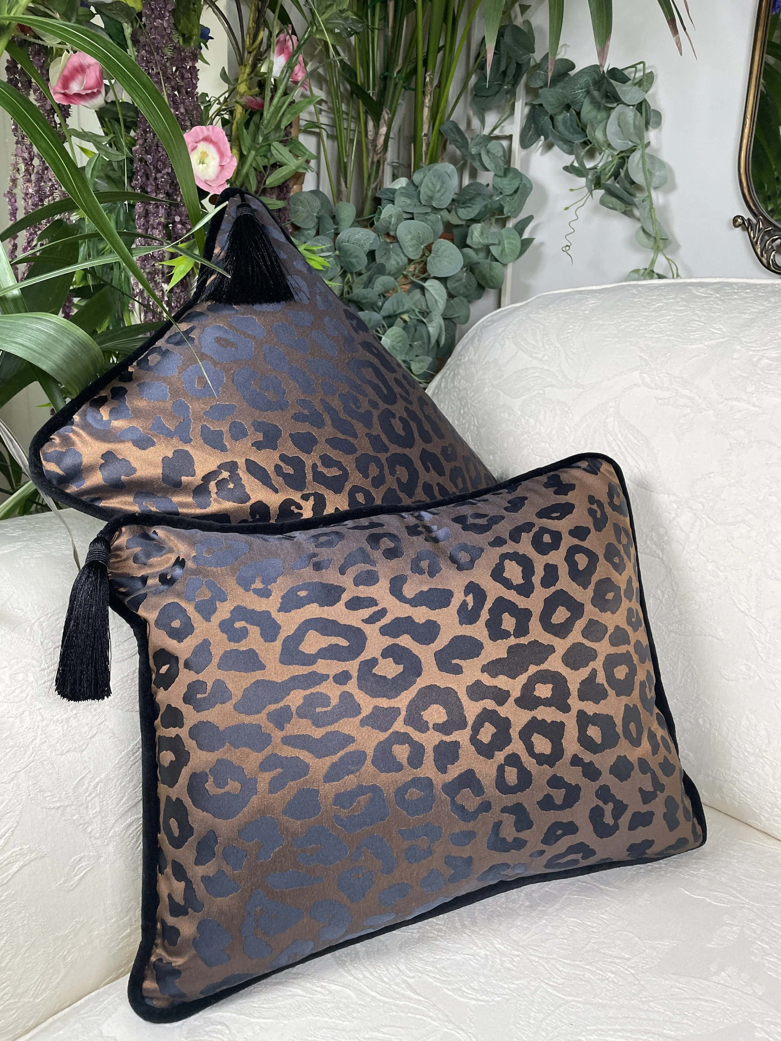 ROMO x Temperley Saskia Copper (with tassel) piped and zipped Feather Filled Cushion (45cm x 35cm)