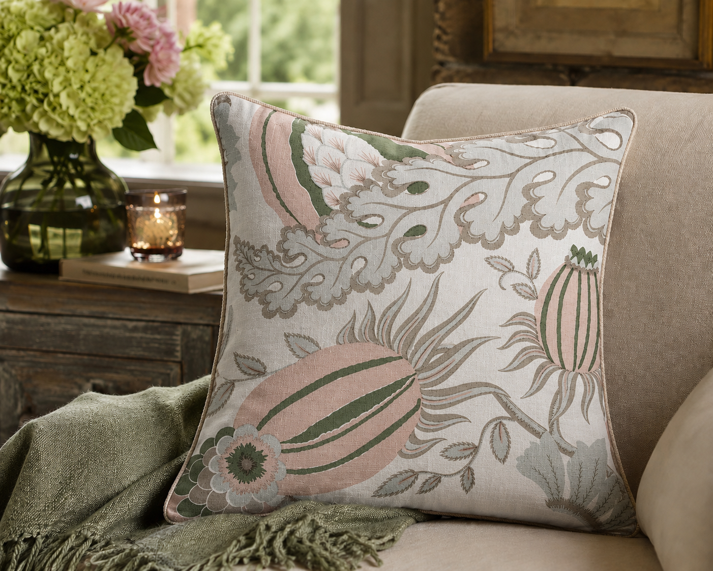 Christopher Farr Cloth - Carnival - 'Latte' - Feather Filled Cushion (55cm x 55cm)