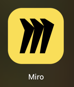 Miro app icon with three black arrows on a yellow background