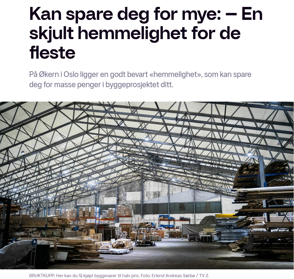 TV2 avslører: Brukte byggevarer selges billig - fra et telt på Økern