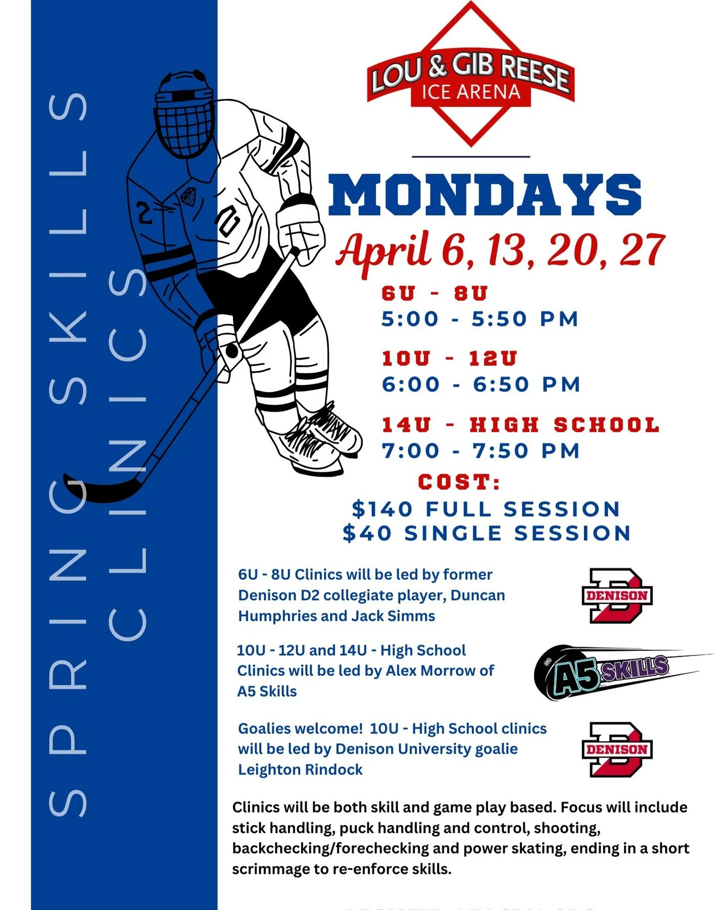 Spring clinics start next Monday! Enroll today to work with some amazing coaches!