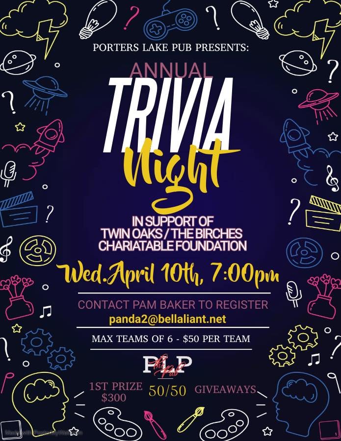 Trivia Night at Porters Lake Pub