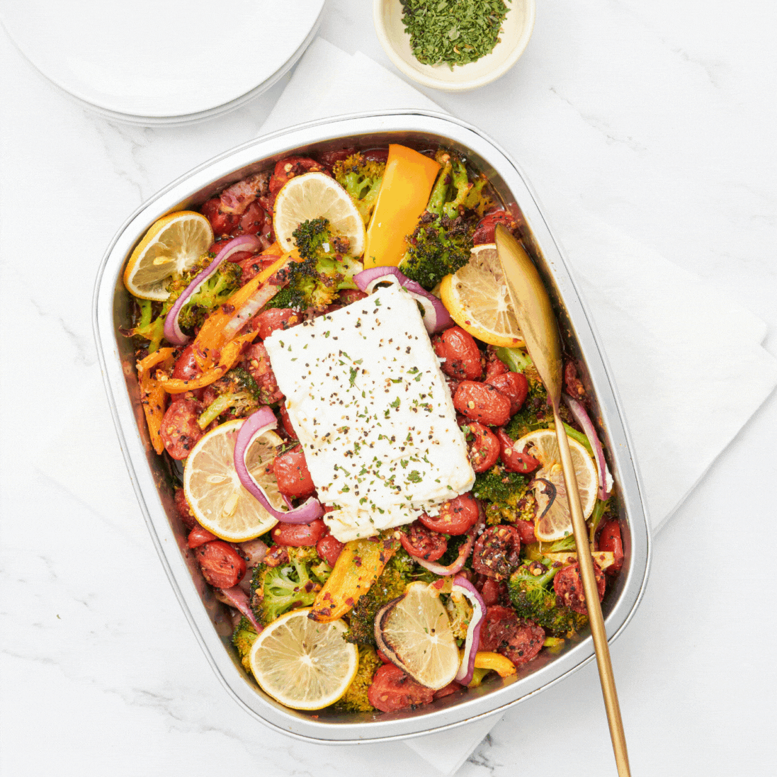 Creamy, dreamy sheet pan feta, for dinner tonight!