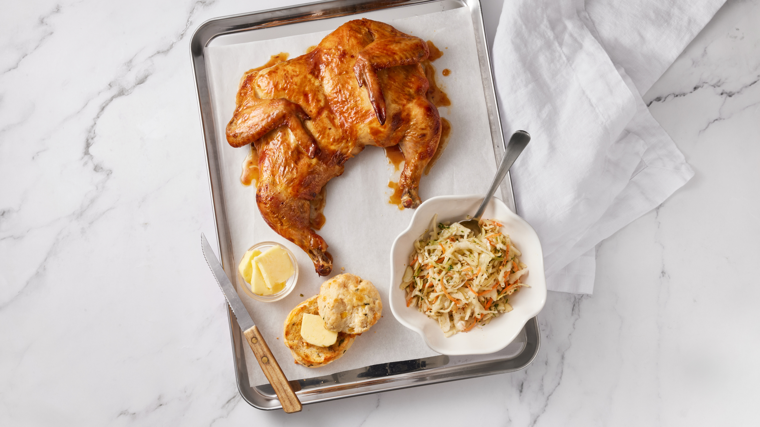 Flat Chicken in Buttermilk Marinade