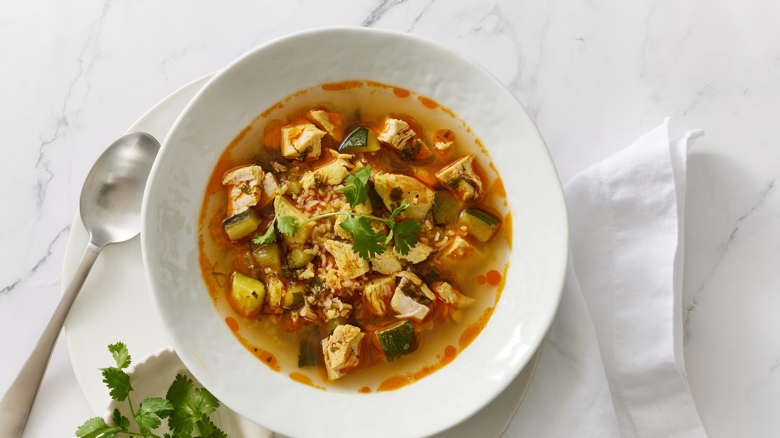 Ginger Turkey &amp; Rice Soup w/ Zucchini